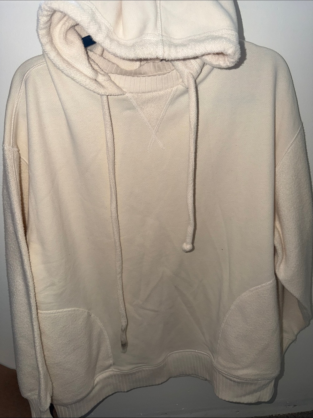 aerie Cream Hooded Crewneck Sweatshirt
